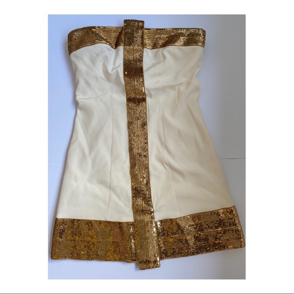 Jay Godfrey ivory silk and gold sequin dress sz 4 - Picture 2 of 4